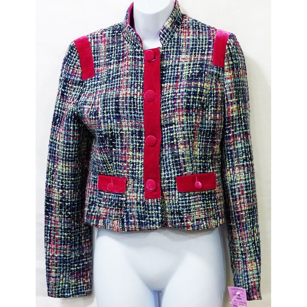 Kenzie Girl juniors M multi color plaid jacket coat woven Academia Career